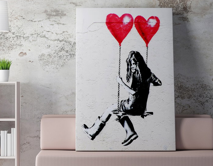 Wallity WY01 Banksy Lienzo Decorativo Enmarcado 50 x 70 cm